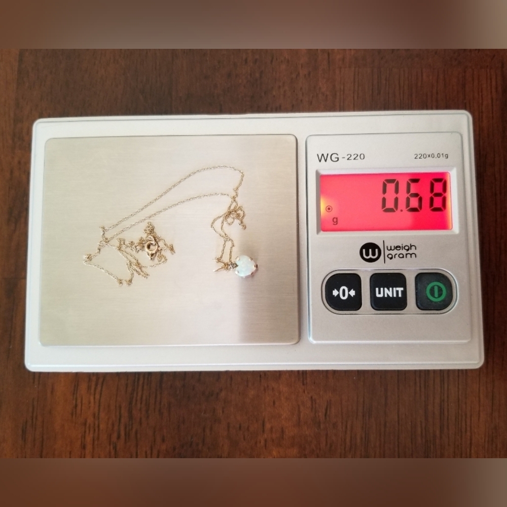 10K Gold Opal Heart Pendant Necklace - Picture 11 of 11